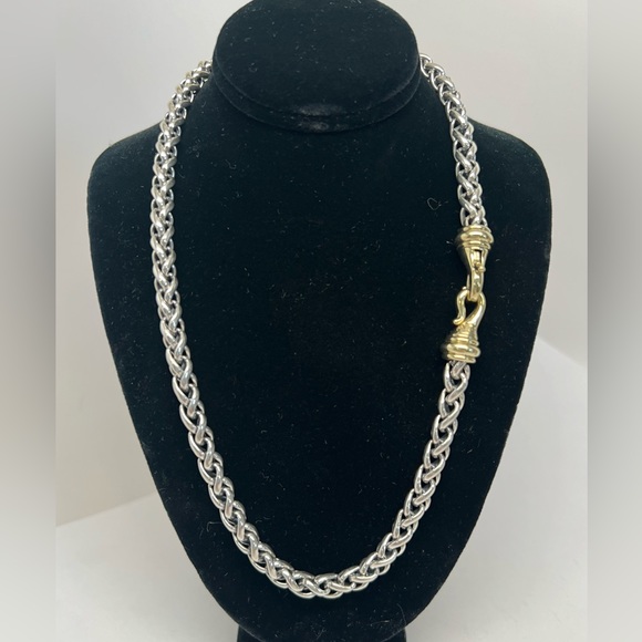 David Yurman 14K Gold Clasp 6MM Wheat Chain Necklace .925 - Picture 2 of 7